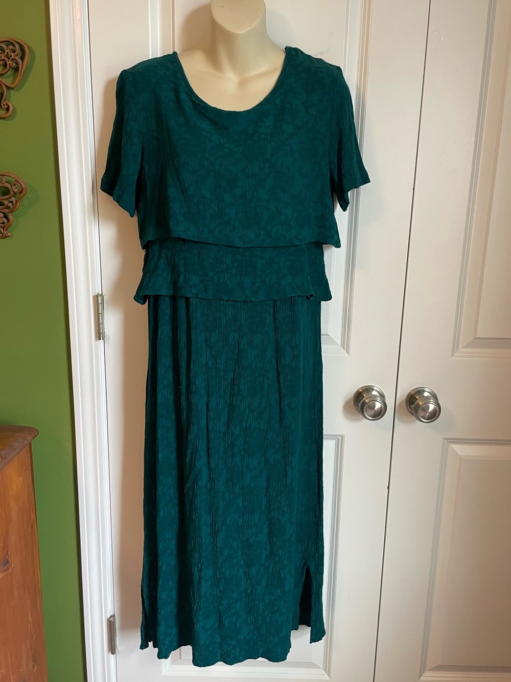 Molly Malloy Vintage Teal Layered Short Sleeve Midi Dress 10